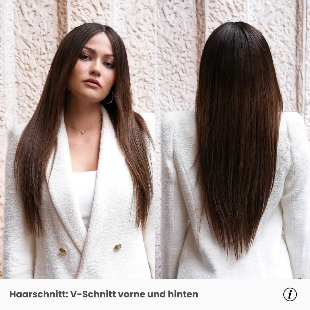 Extraliebe Couture Choclove Dunkelbraun Sand Balayage Perücke 3-farbig