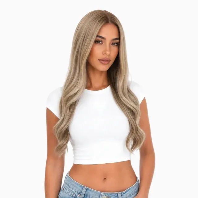 Extraliebe Savannah Echthaarperücke Mittelblond Ash Balayage
